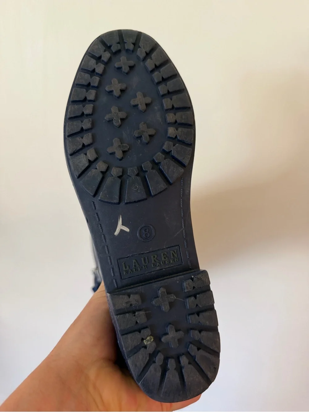 Lauren Ralph Lauren Navy Blue Tall Waterproof Rain Boots with Buckle size 8B